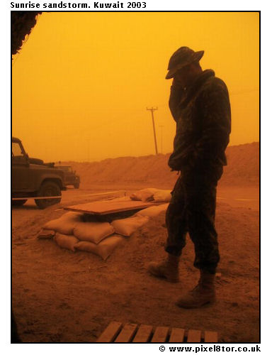 Sunrise sandstorm. Kuwait 2003